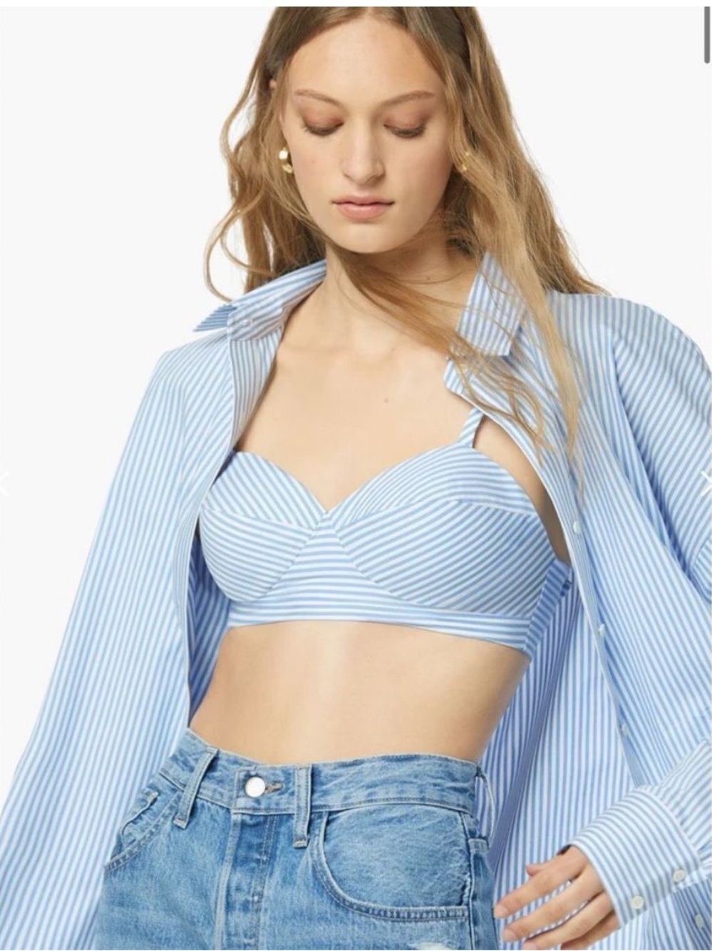 Favorite Daughter blue striped bra top